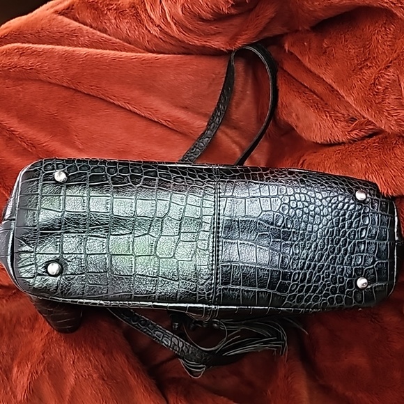 PATRICIA NASH BLACK LEATHER CROCO Witney EUC - Picture 4 of 8